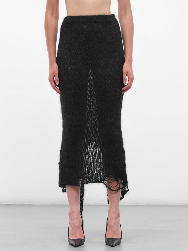 Black Larissa Distressed Knit Skirt (MAT01S104-SCLERA-BLACK)