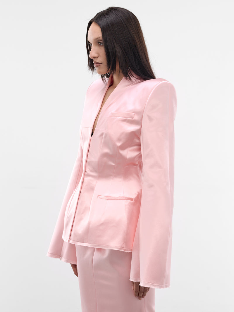 Pink Madame R. Silk Blazer (MAT02J103-ROSE-PINK)