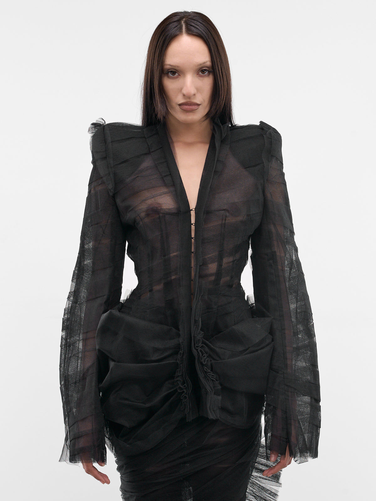 Black Madame L. Tulle Blazer (MAT02J104-SCLERA-BLACK)