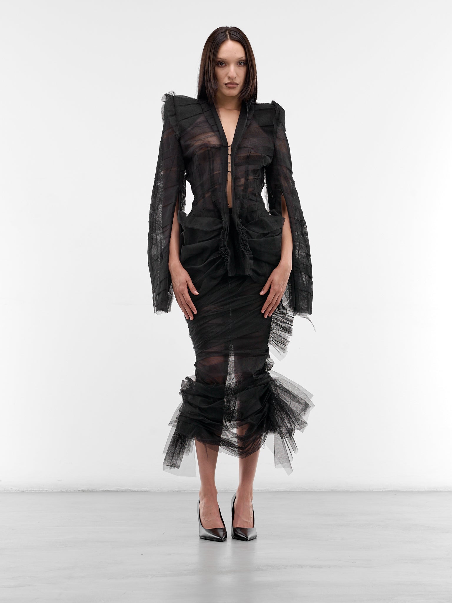 Black Madame L. Tulle Blazer (MAT02J104-SCLERA-BLACK)