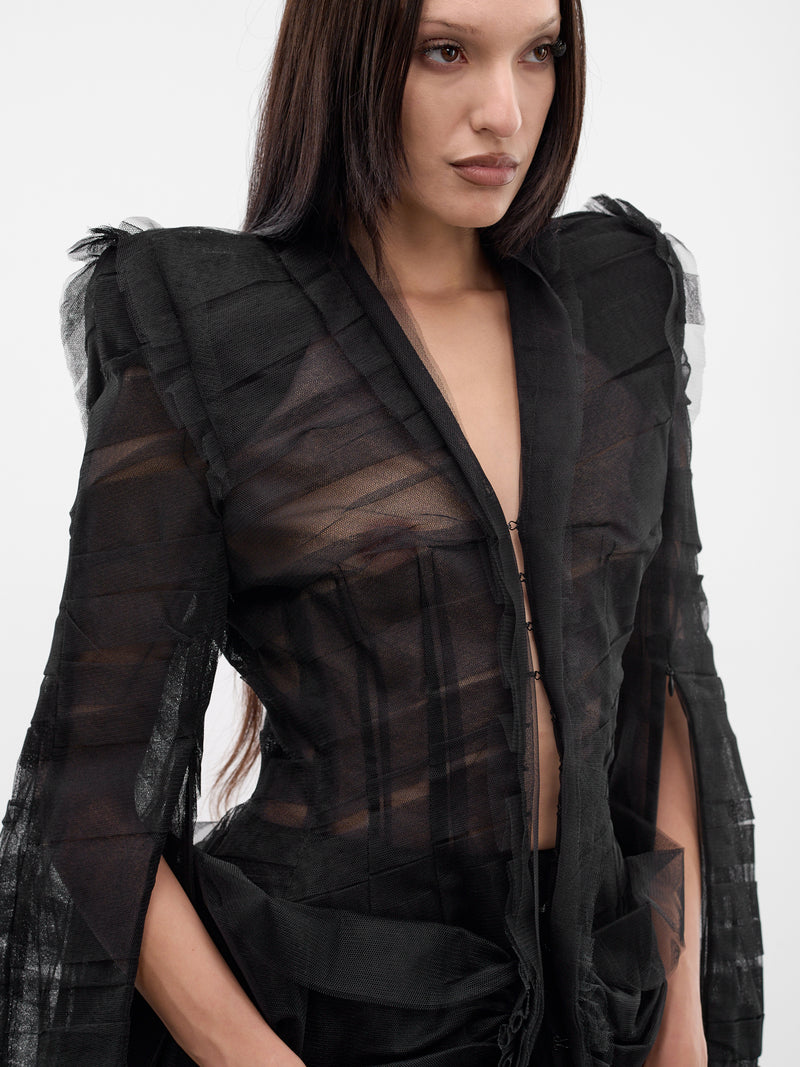 Black Madame L. Tulle Blazer (MAT02J104-SCLERA-BLACK)