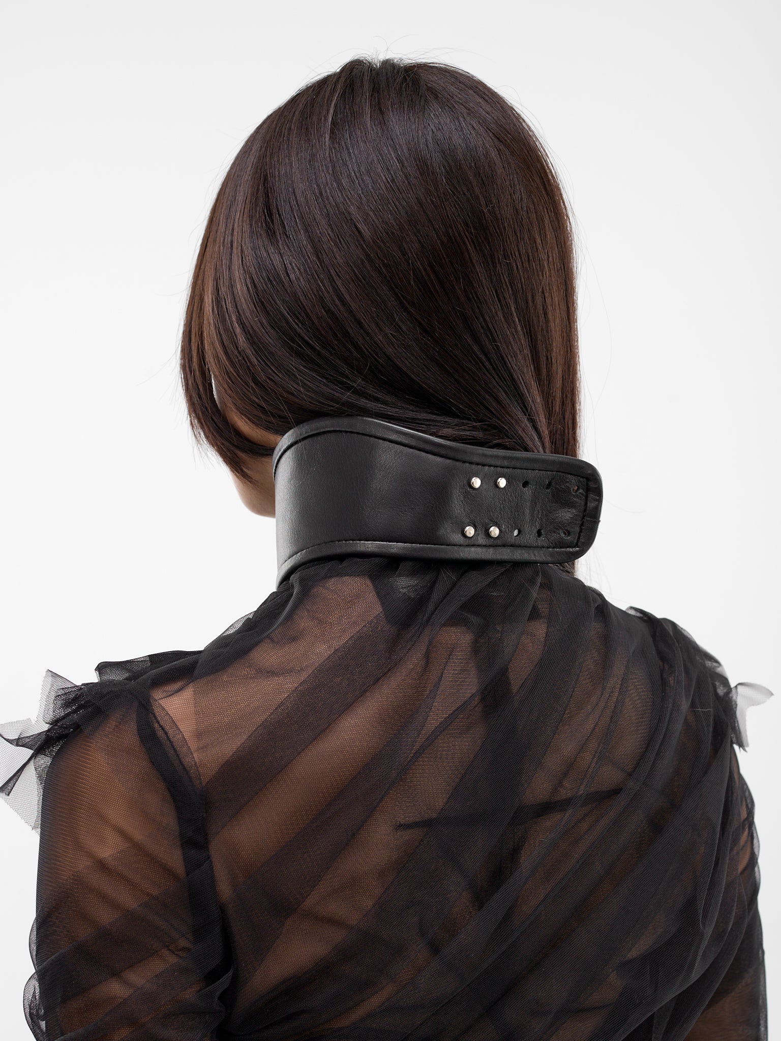 Black Molinier Padlock Leather Collar (MAT02K040-SCLERA-BLACK)