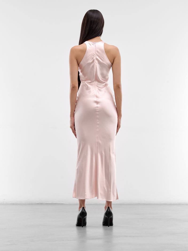 Rose Pink Satin Slip Dress (MAT02O103-ROSE-PINK)