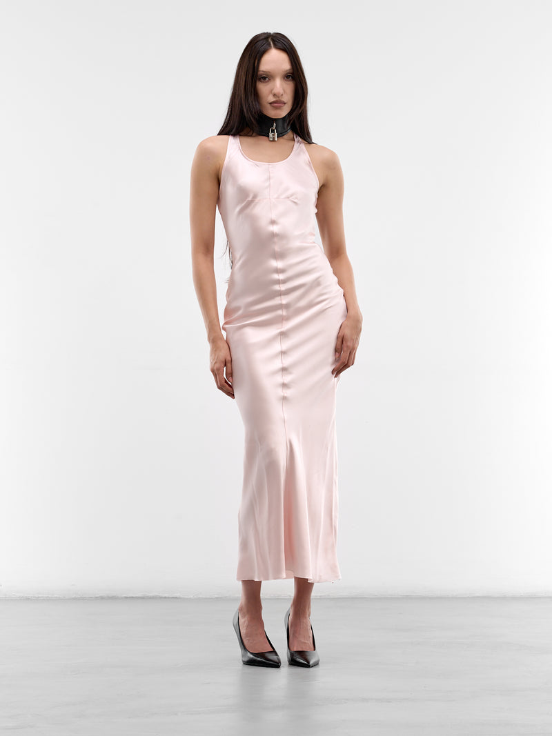 Rose Pink Satin Slip Dress (MAT02O103-ROSE-PINK)