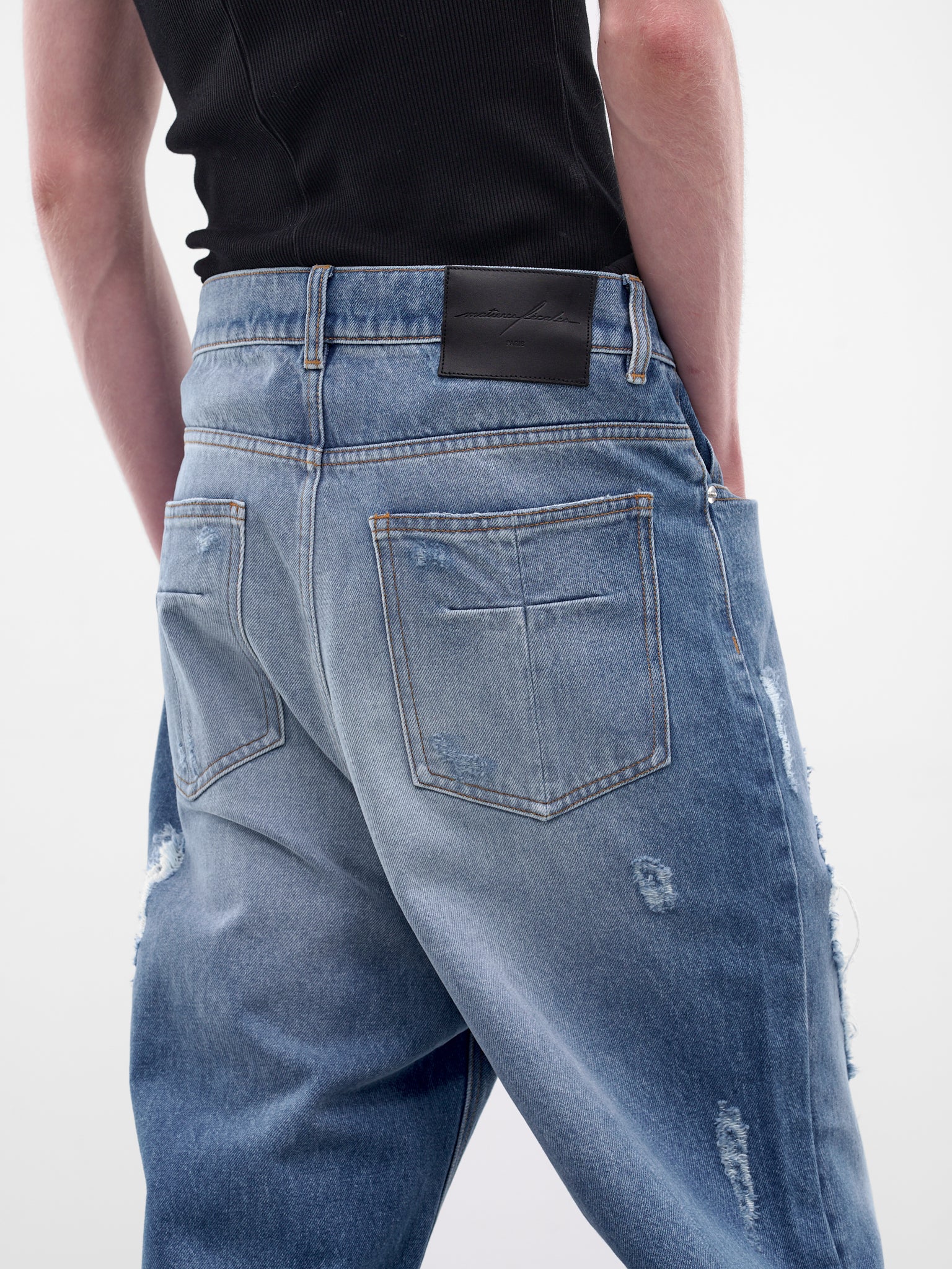 Blue Distressed Denim Slack Jeans (MAT02P004-BLUE)