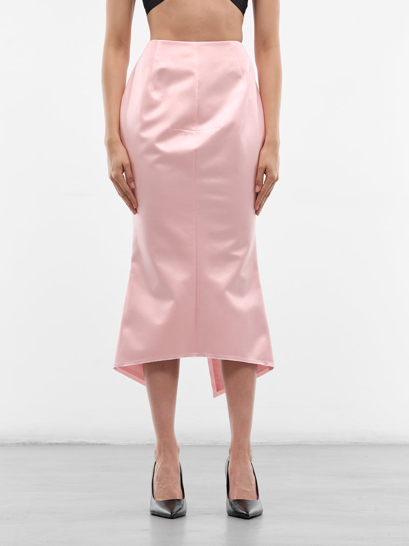 Pink Silk Flared Midi Skirt (MAT02SK103-ROSE-PINK)