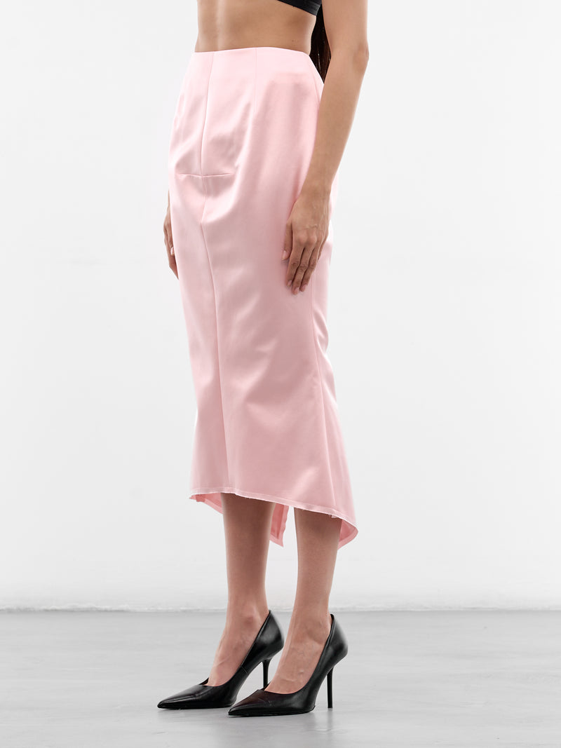 Pink Silk Flared Midi Skirt (MAT02SK103-ROSE-PINK)