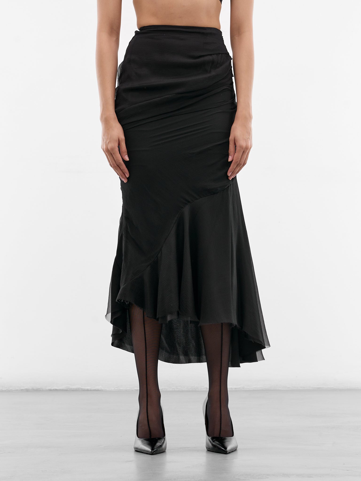 Black Carrie Silk Chiffon Skirt (MAT02SK105-SCLERA-BLACK)