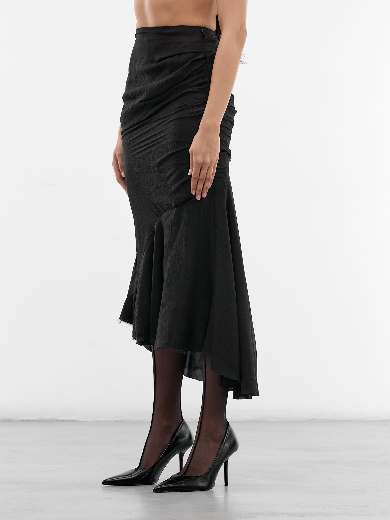Black Carrie Silk Chiffon Skirt (MAT02SK105-SCLERA-BLACK)