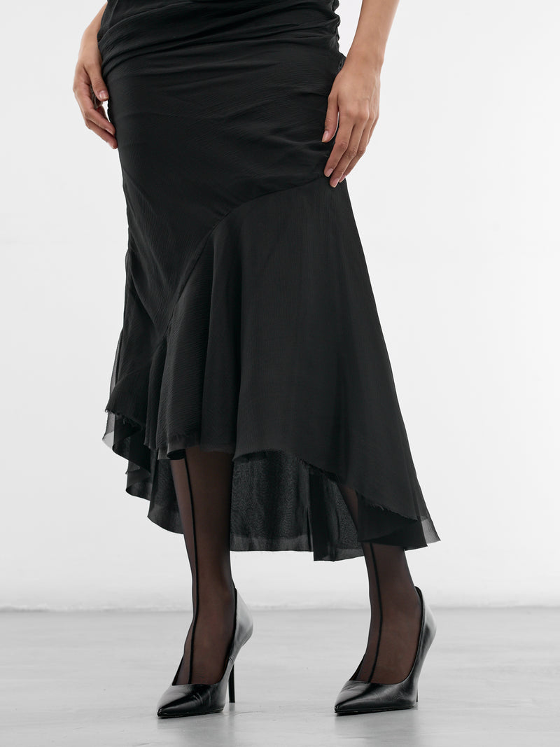 Black Carrie Silk Chiffon Skirt (MAT02SK105-SCLERA-BLACK)