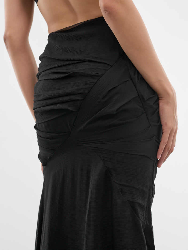 Black Carrie Silk Chiffon Skirt (MAT02SK105-SCLERA-BLACK)