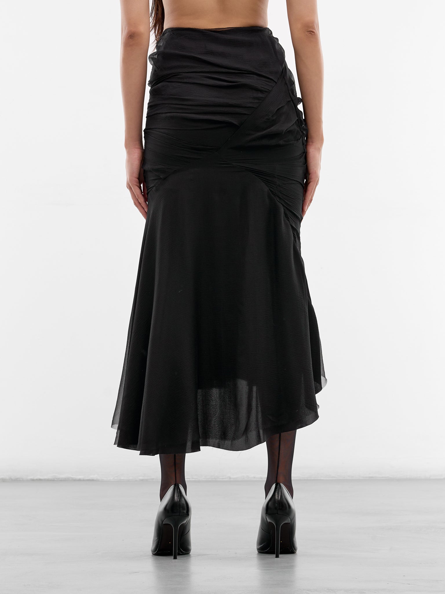 Black Carrie Silk Chiffon Skirt (MAT02SK105-SCLERA-BLACK)
