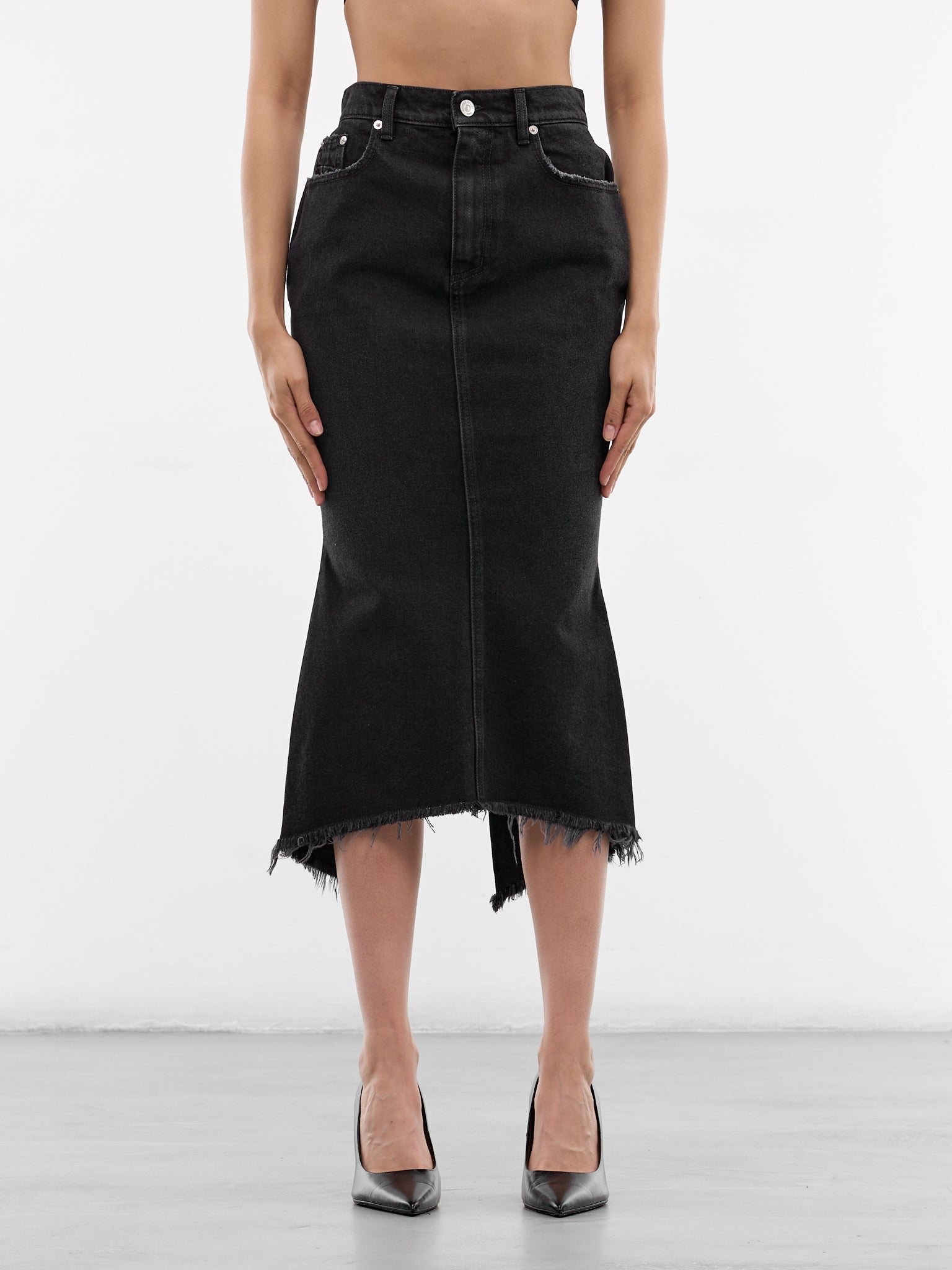 Black Mikaela Denim Midi Skirt (MAT02SK109-SCLERA-BLACK)