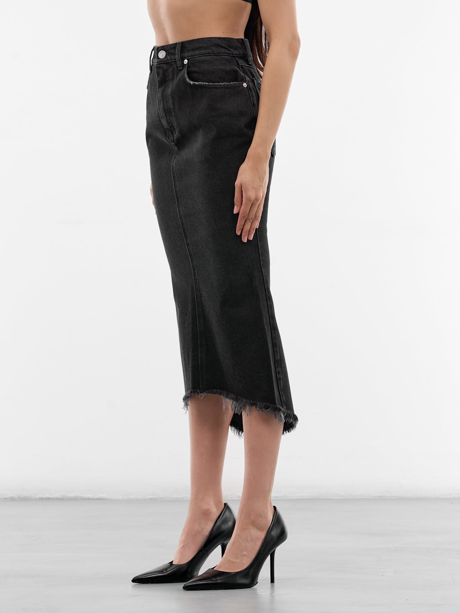 Black Mikaela Denim Midi Skirt (MAT02SK109-SCLERA-BLACK)