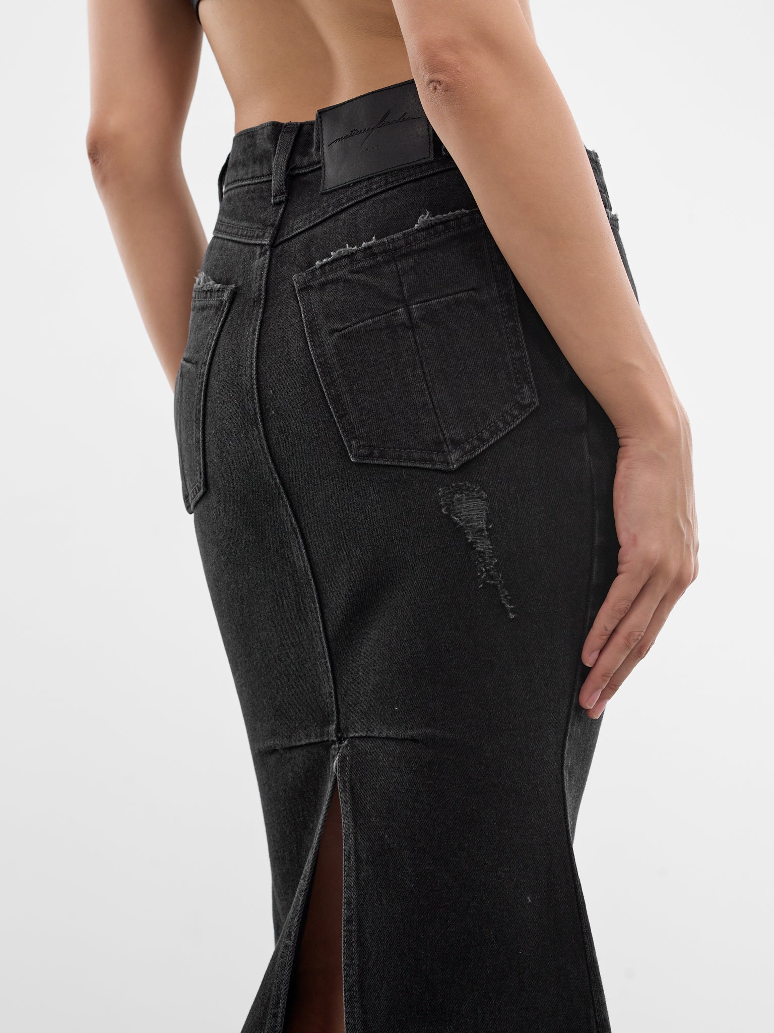 Black Mikaela Denim Midi Skirt (MAT02SK109-SCLERA-BLACK)