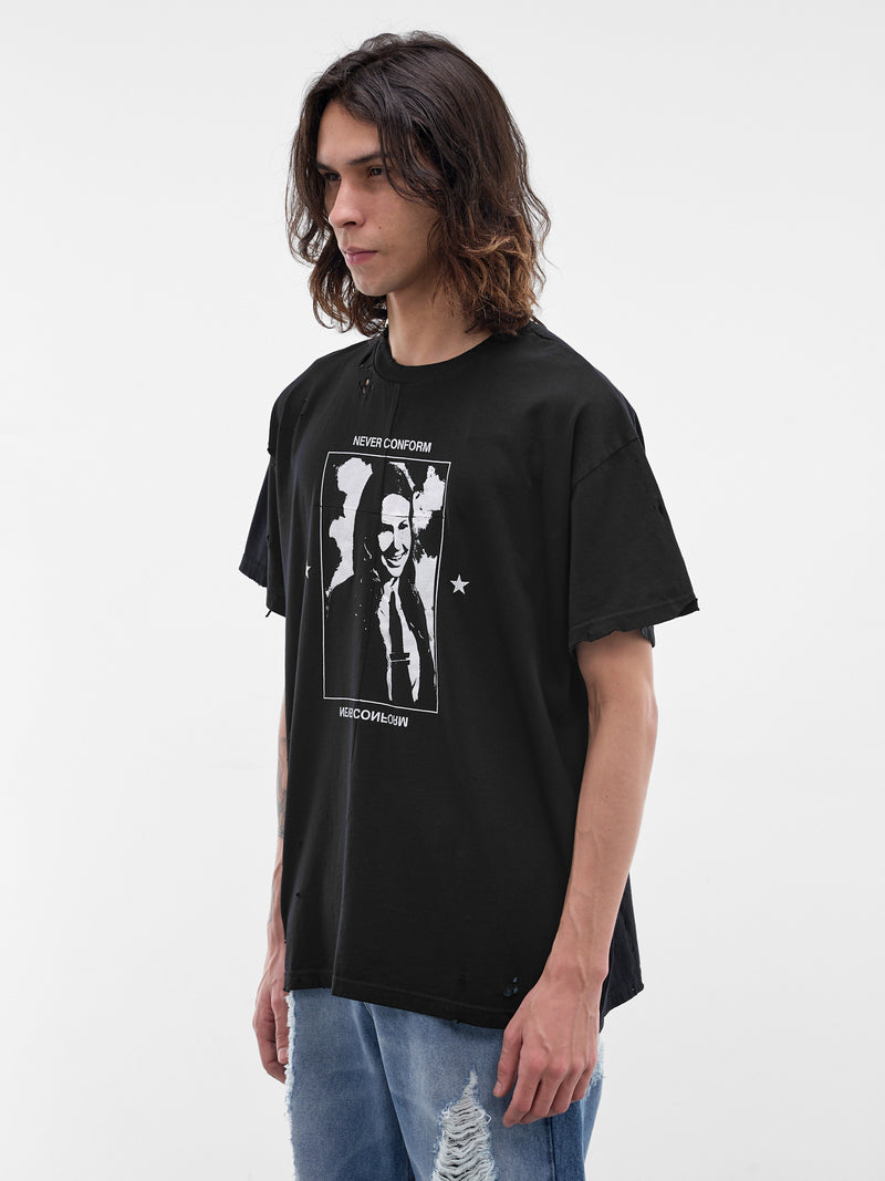 Black Cotton Graphic Hannah Tee (MAT02T006-SCLERA-BLACK)
