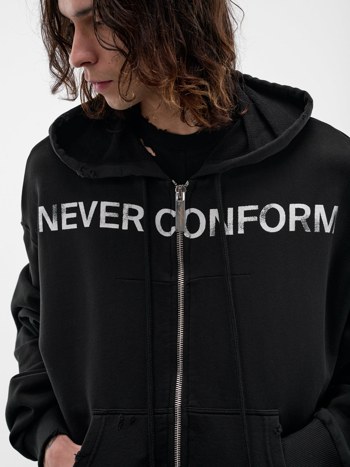 Black Cotton Never Conform Hoodie (MAT02T022-SCLERA-BLACK)