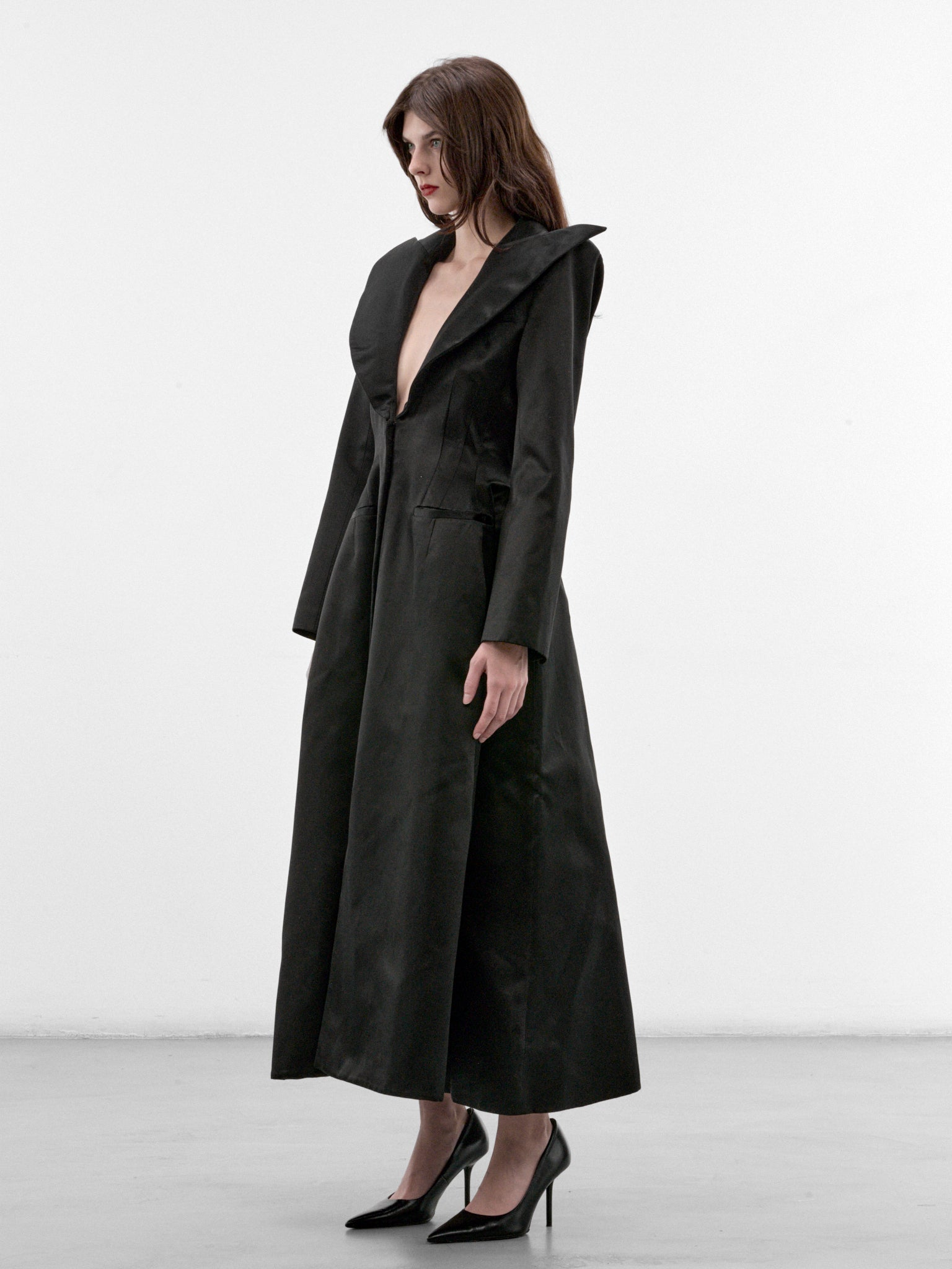 Catherine Black Silk Coat (MAT03C104-BLACK)