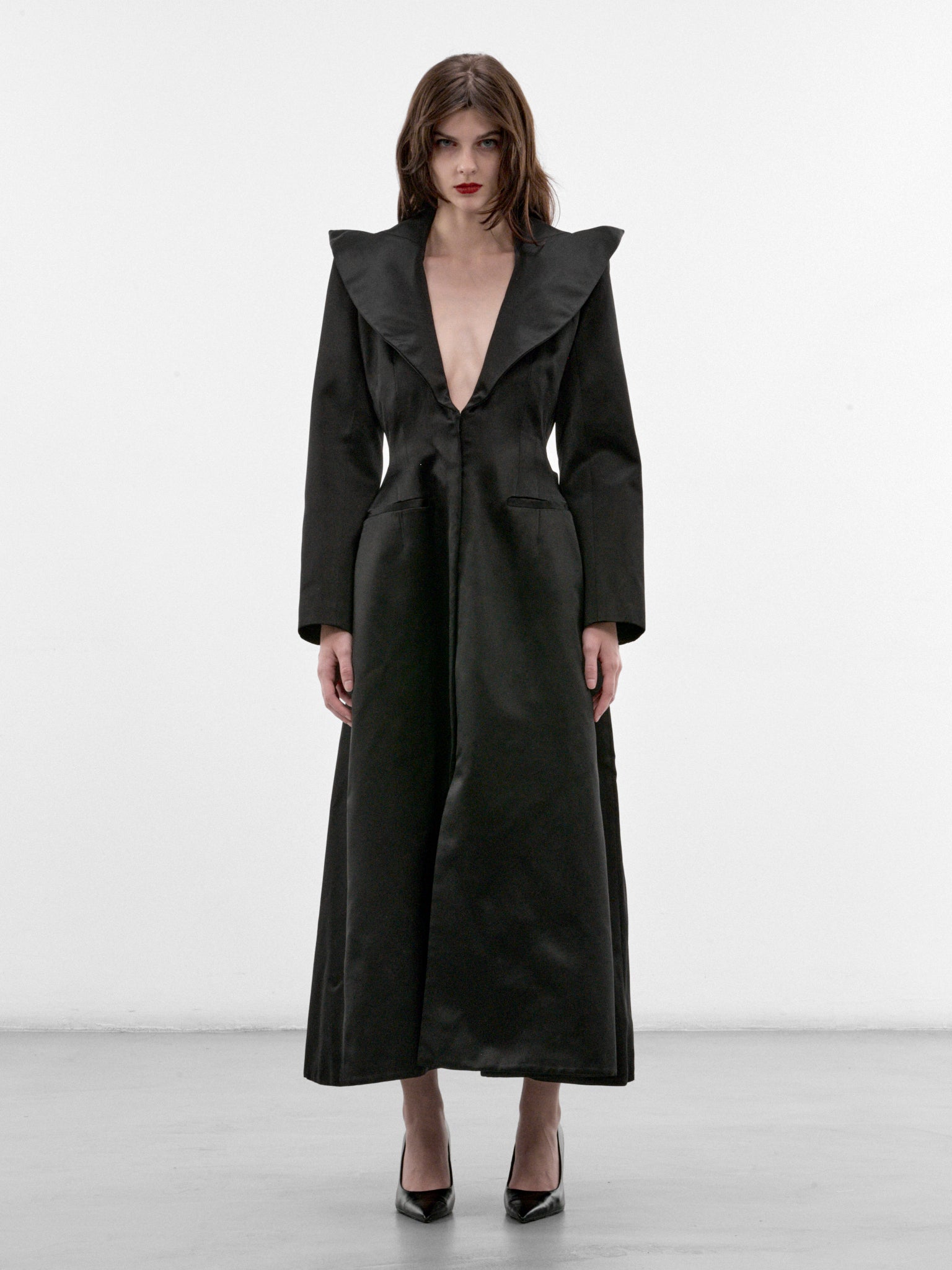Catherine Black Silk Coat (MAT03C104-BLACK)