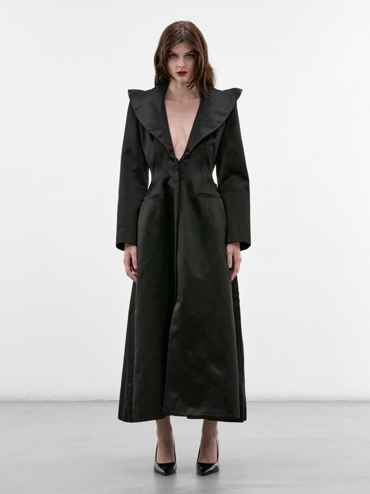 Catherine Black Silk Coat (MAT03C104-BLACK)