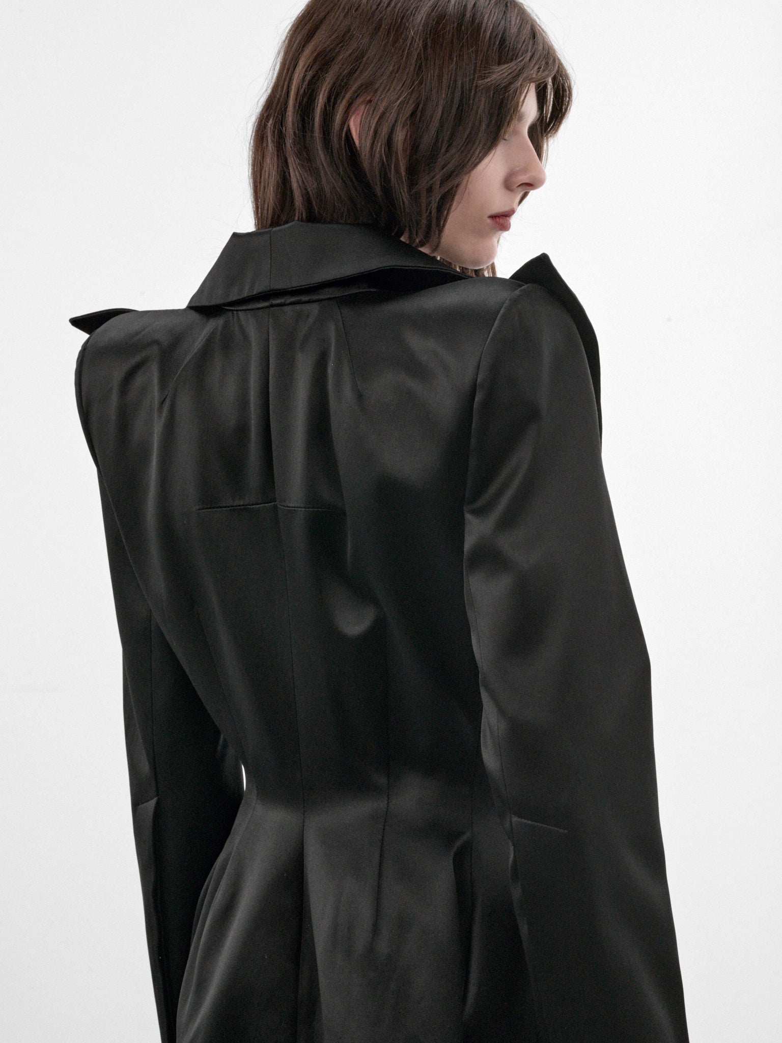 Catherine Black Silk Coat (MAT03C104-BLACK)