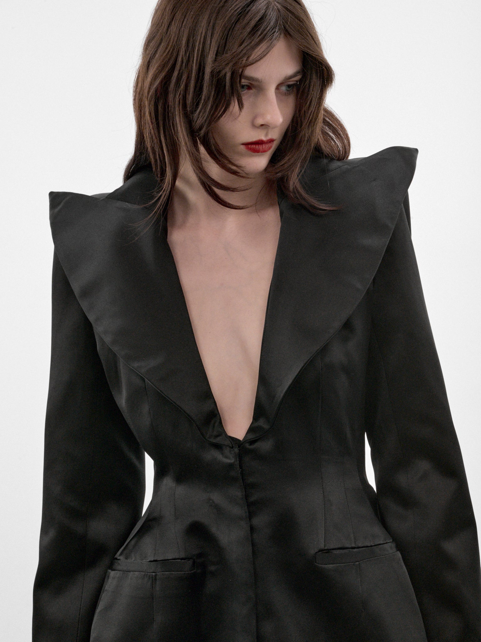 Catherine Black Silk Coat (MAT03C104-BLACK)