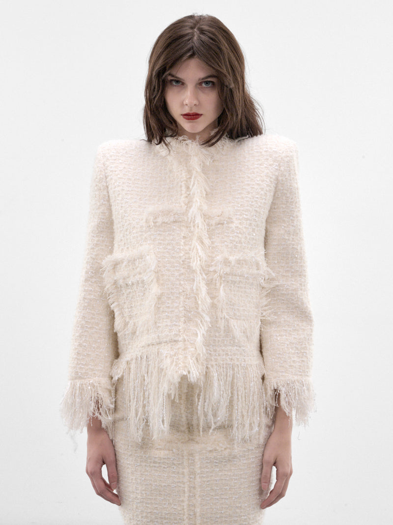Mademoiselle Ivory Tweed Jacket (MAT03J103-TOFU)