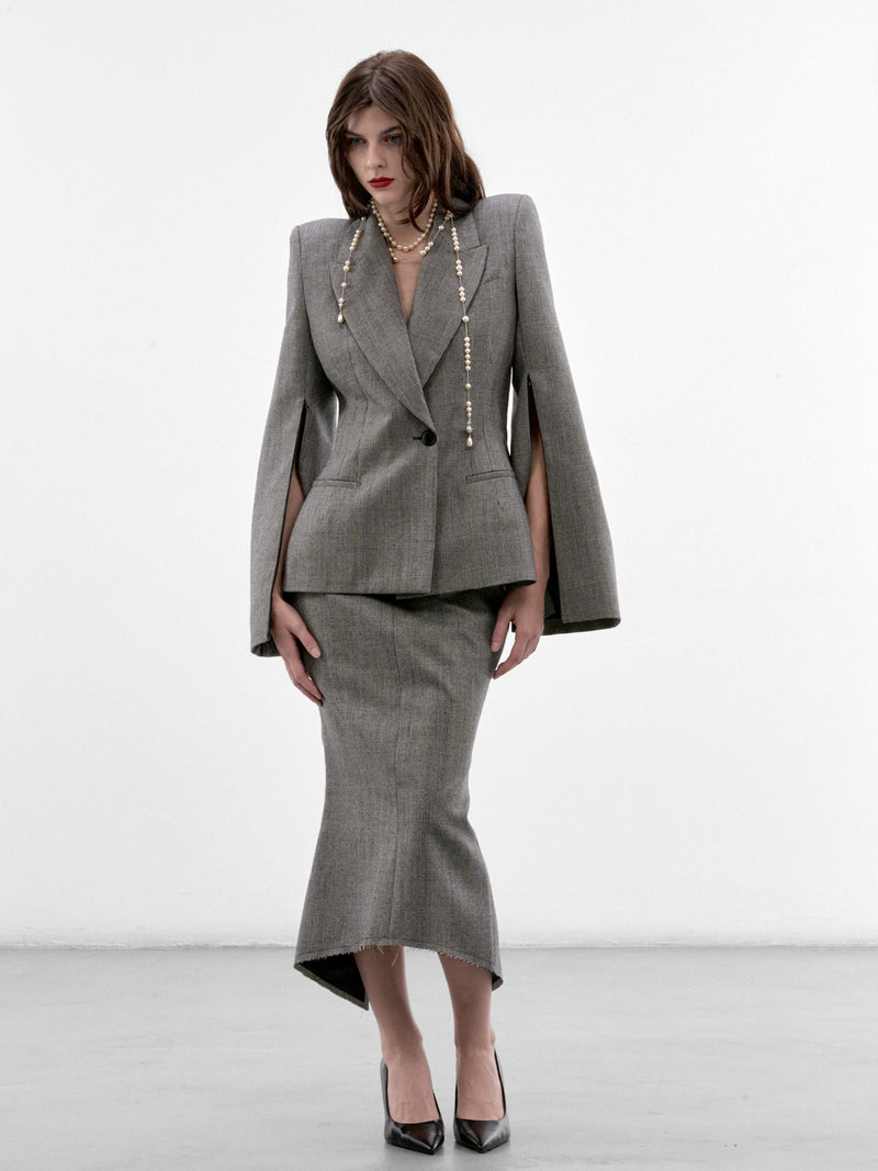 Madame R. Gray Checked Skirt (MAT03S111-PRINCE-OF-WALES-GRAY)