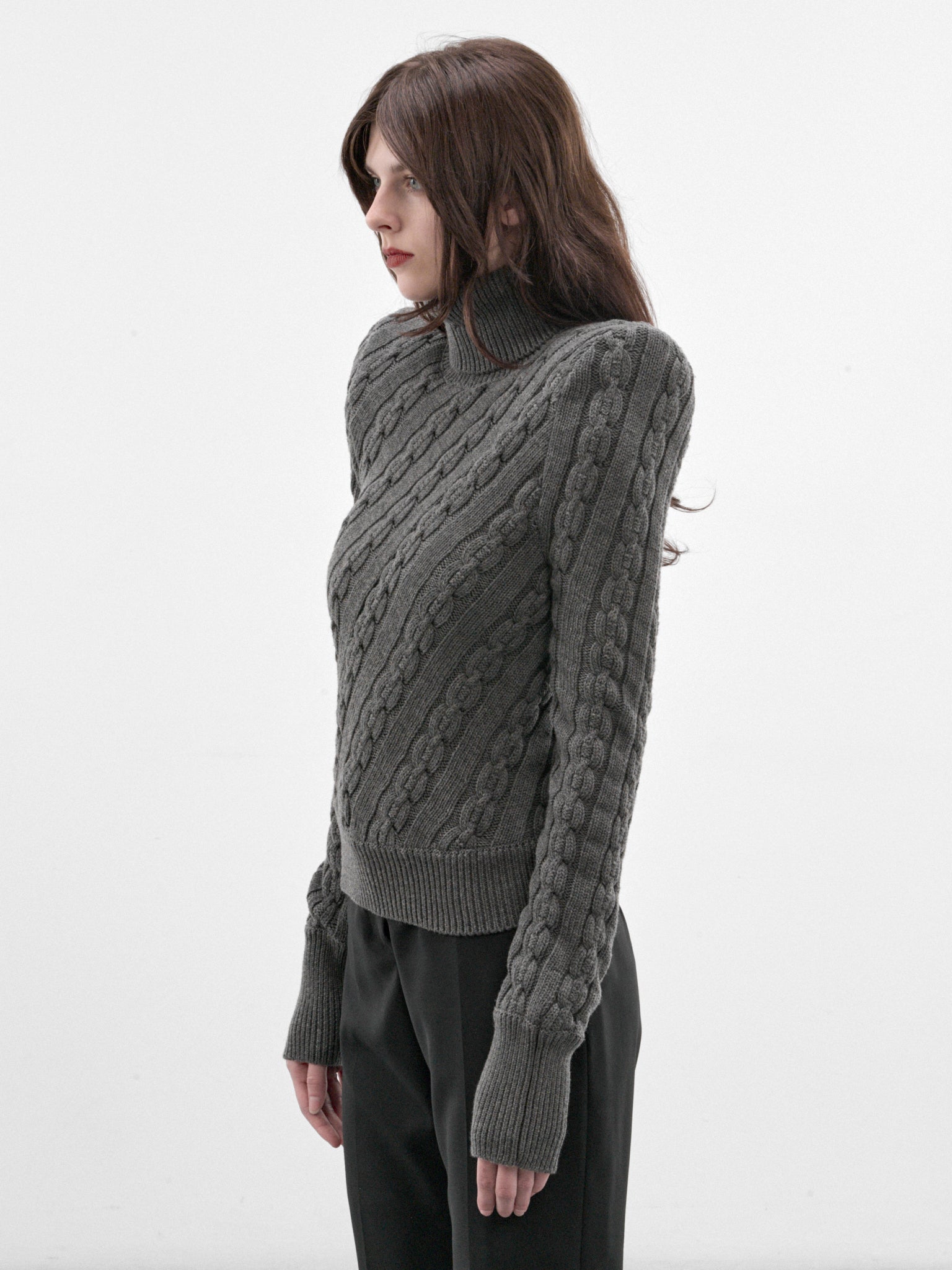 Jacqueline Gray Cable-Knit Sweater (MAT03N103-GRAY)