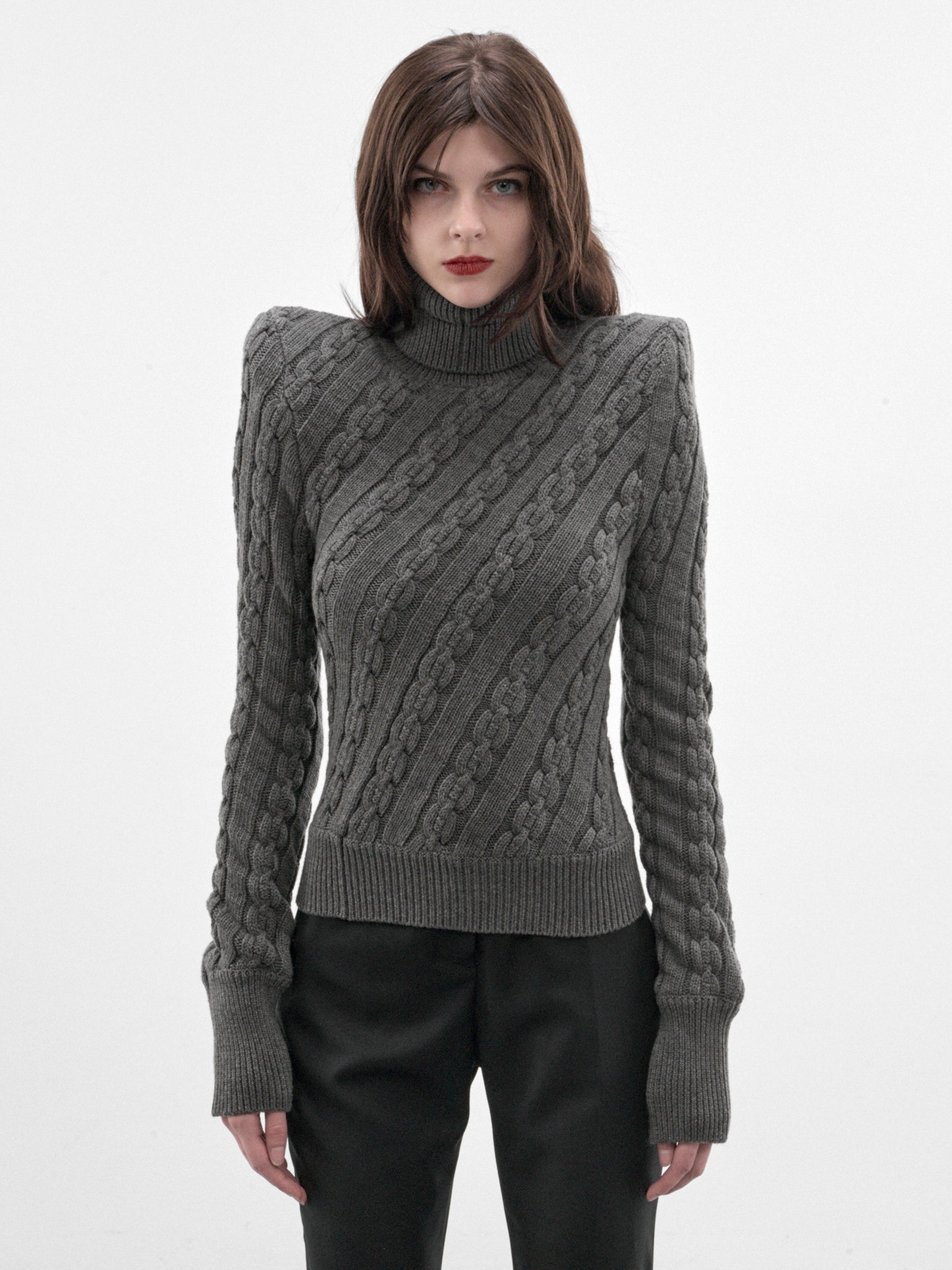 Jacqueline Gray Cable-Knit Sweater (MAT03N103-GRAY)