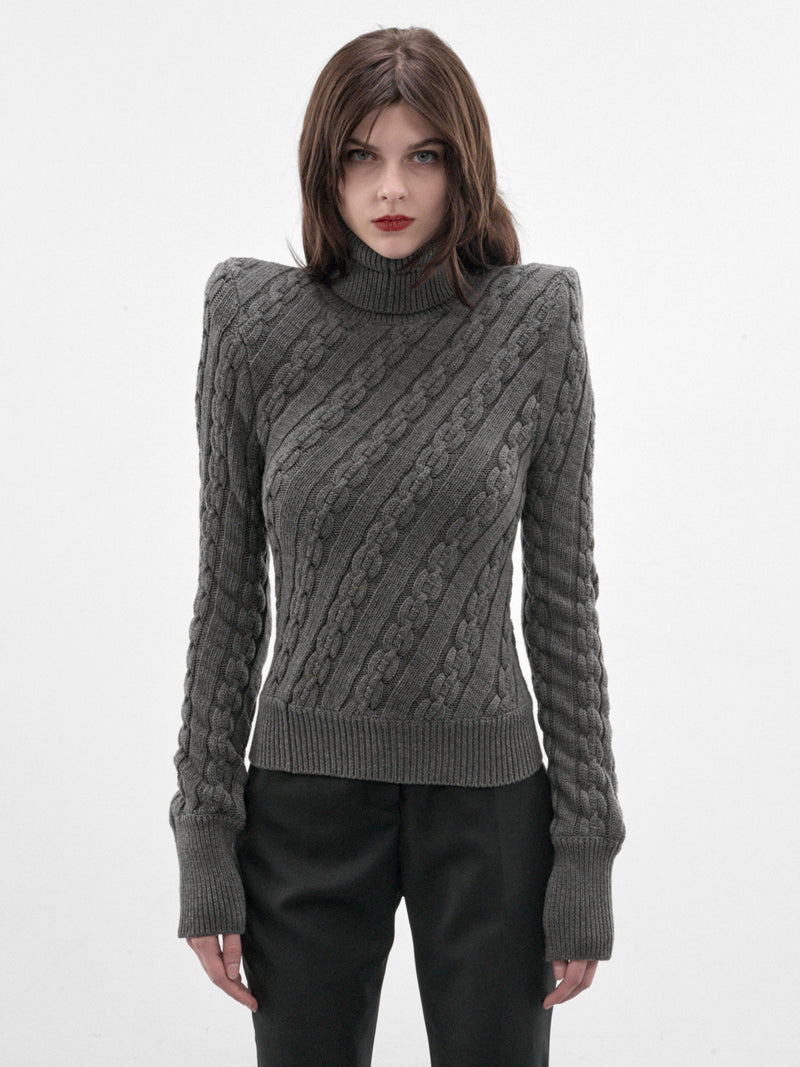 Jacqueline Gray Cable-Knit Sweater (MAT03N103-GRAY)