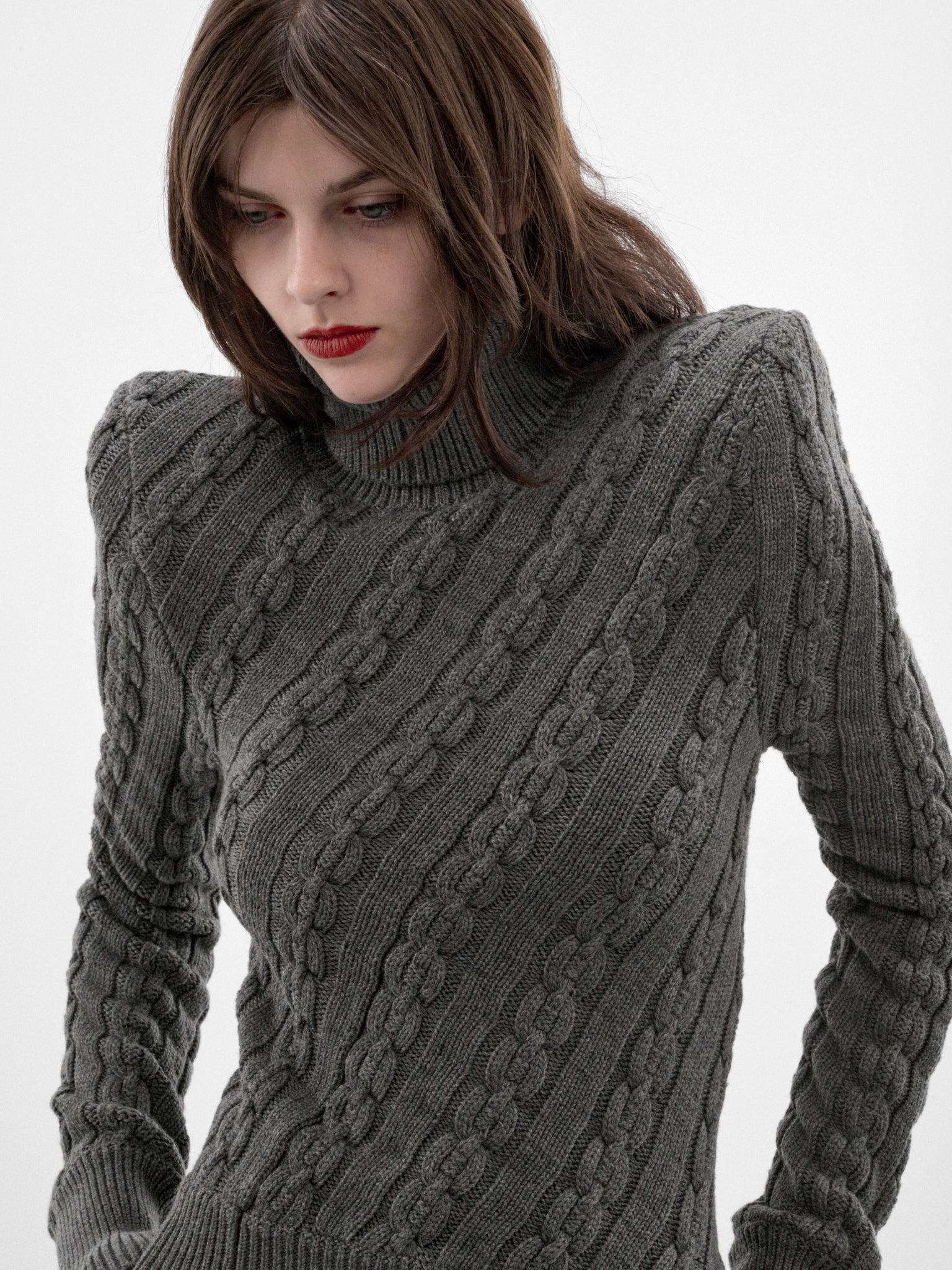 Jacqueline Gray Cable-Knit Sweater (MAT03N103-GRAY)