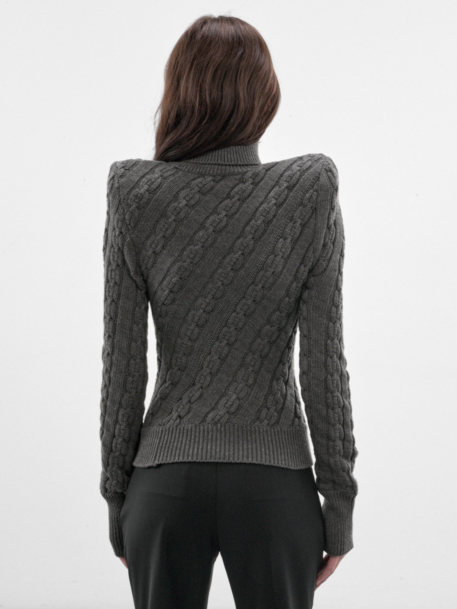 Jacqueline Gray Cable-Knit Sweater (MAT03N103-GRAY)