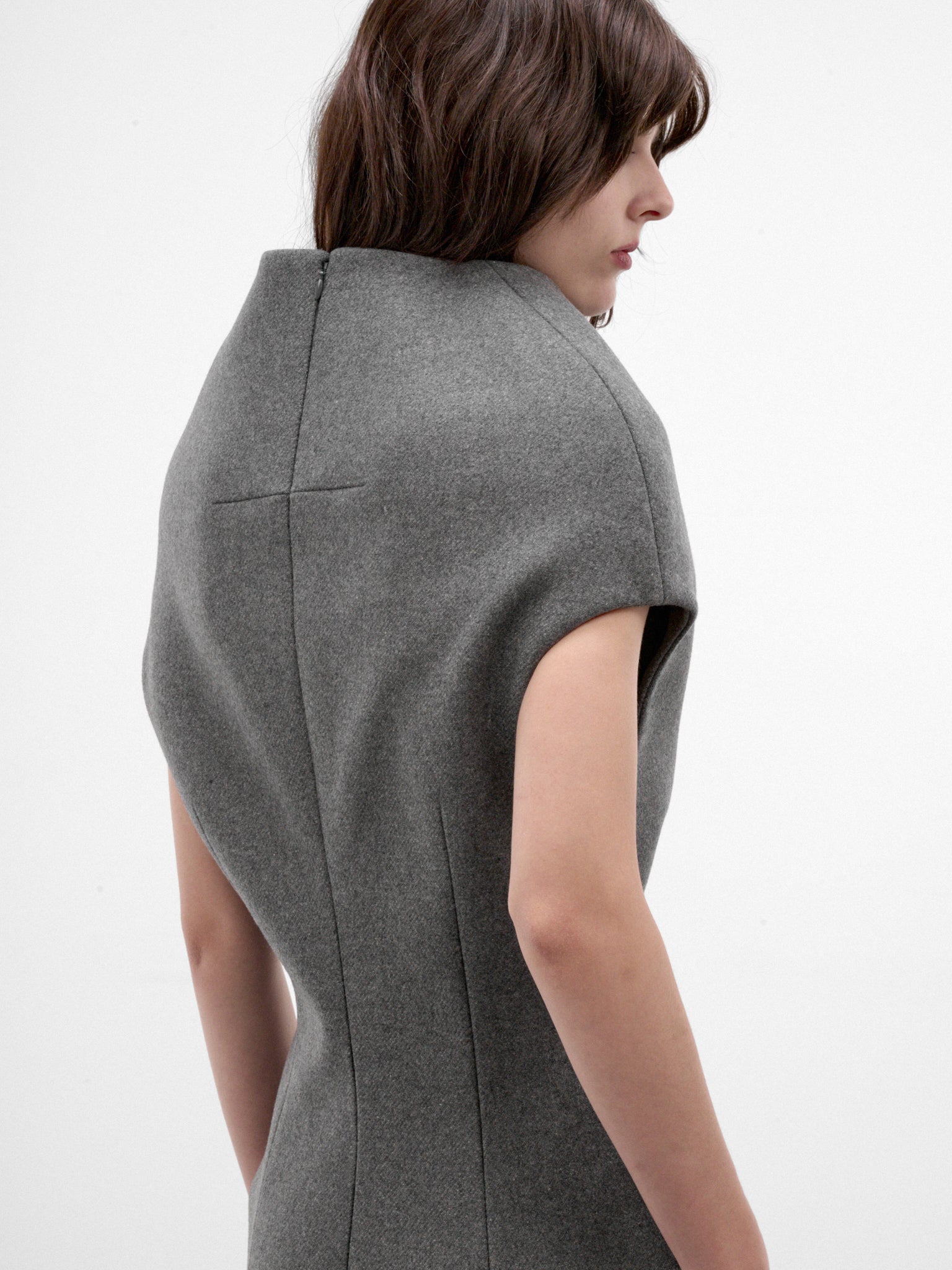 Gray Sculptural Sleeveless Maxi Dress (MAT03O101-GRAY)