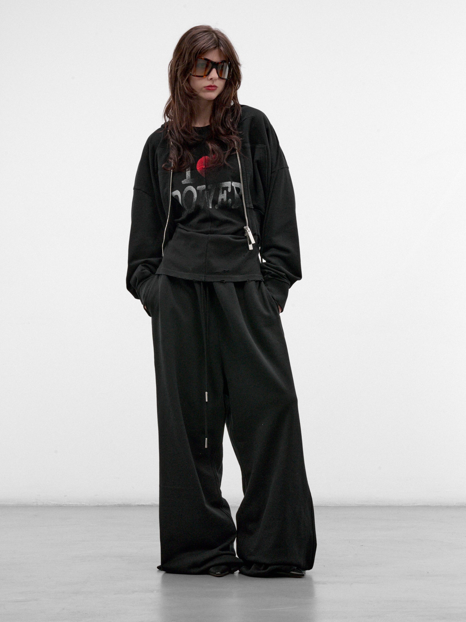Black Cotton Wide Sweatpants (MAT03P006-BLACK)