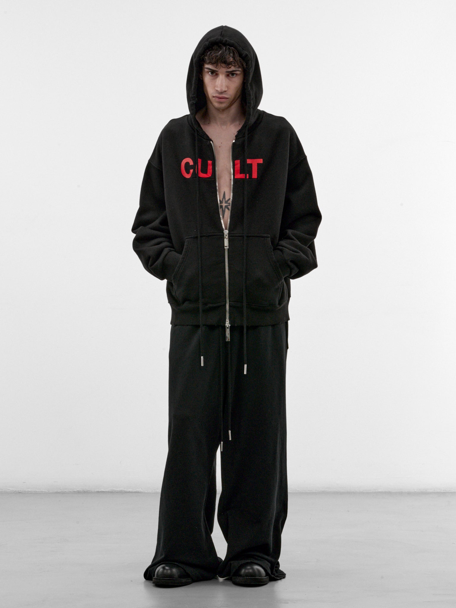 Cult Black Cotton Hoodie (MAT03T030-BLACK)