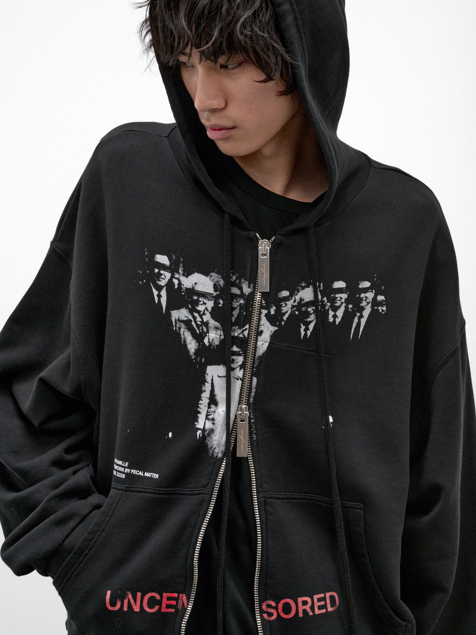 Black Cotton Family Zip Hoodie (MAT03T032-BLACK)