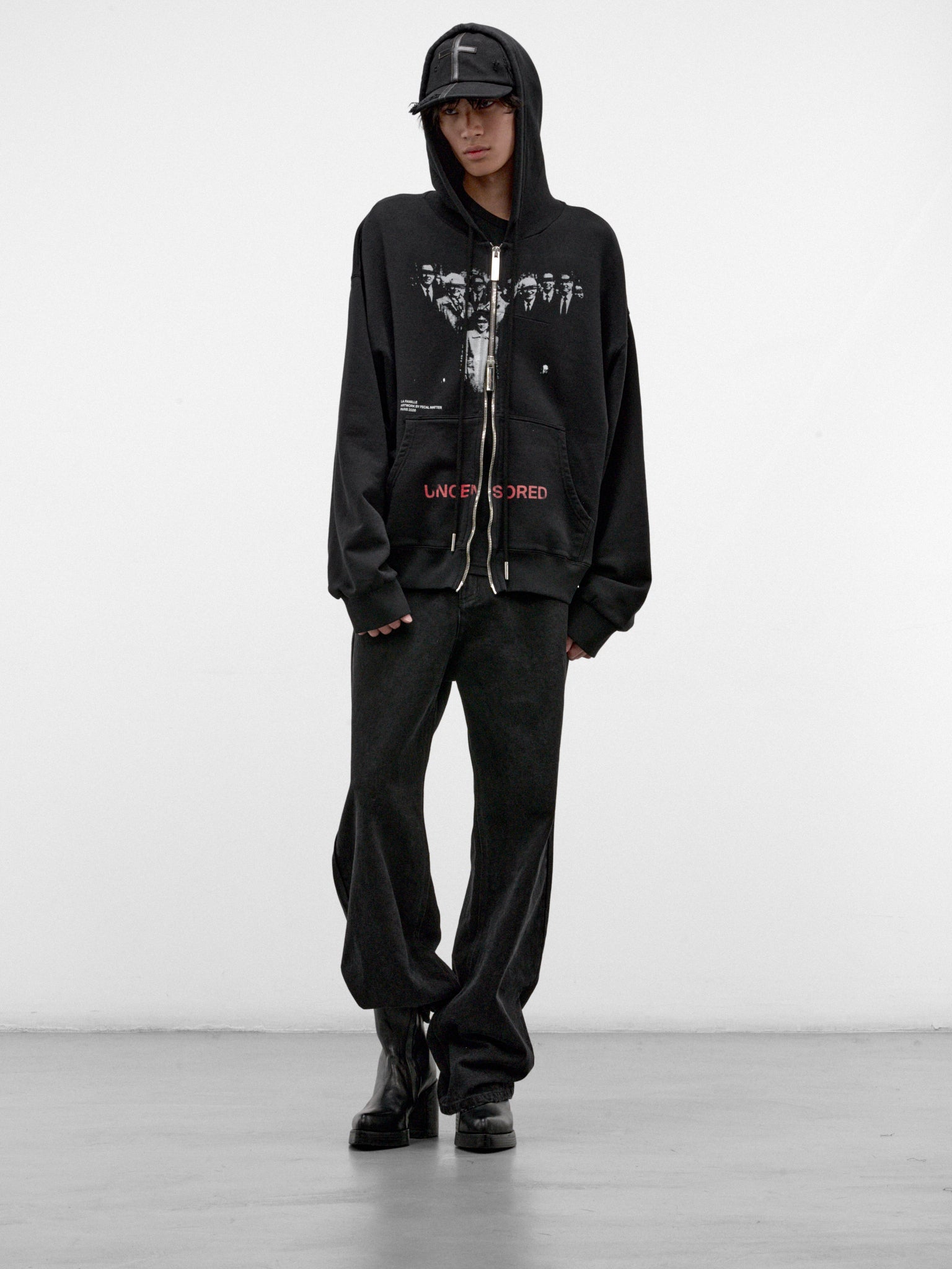 Black Cotton Family Zip Hoodie (MAT03T032-BLACK)