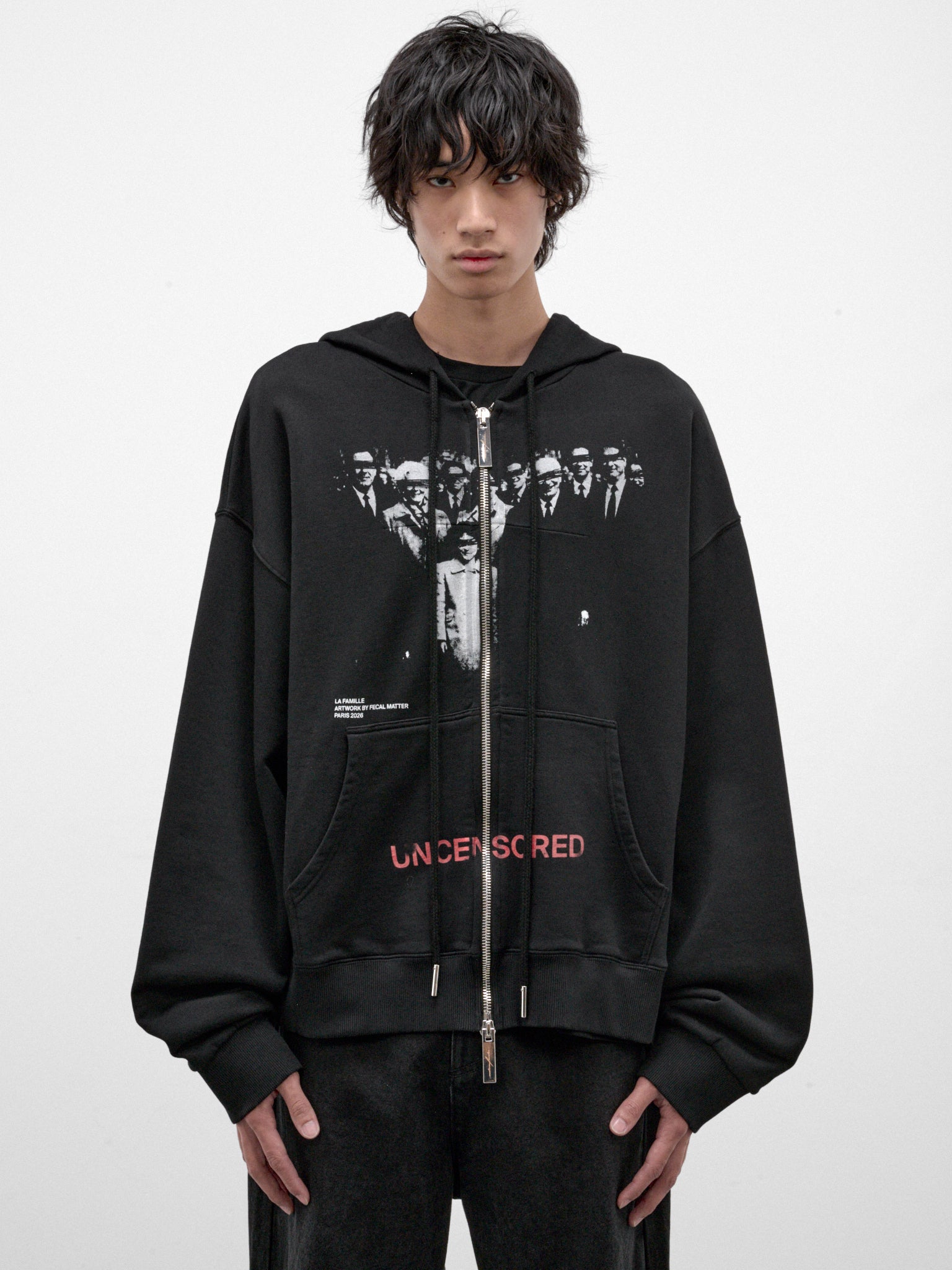 Black Cotton Family Zip Hoodie (MAT03T032-BLACK)