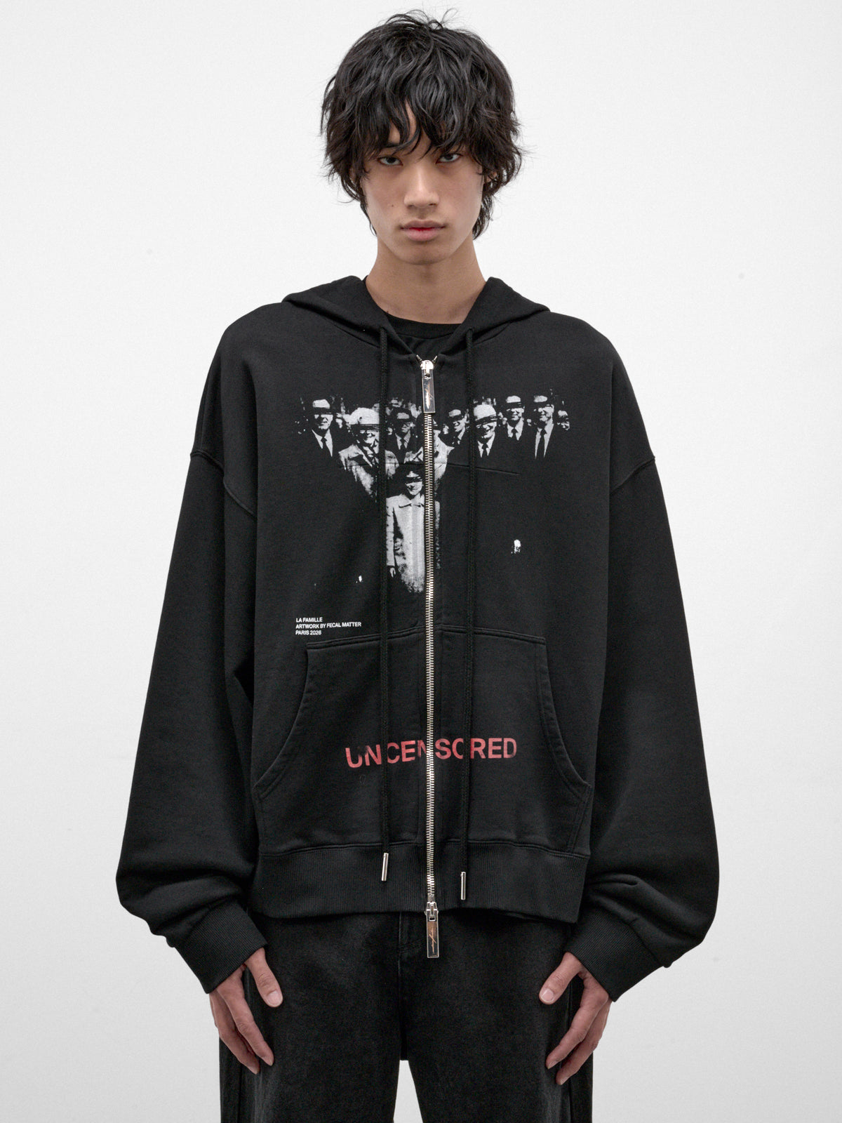 Black Cotton Family Zip Hoodie (MAT03T032-BLACK)
