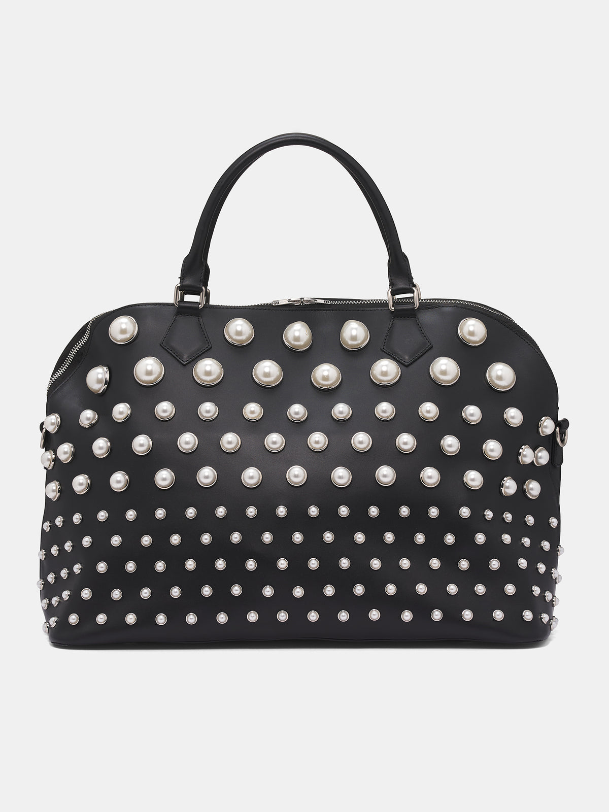 Black Leather Maxi Pearly Bag (MAXI-PEARLY-BAG-BLACK)
