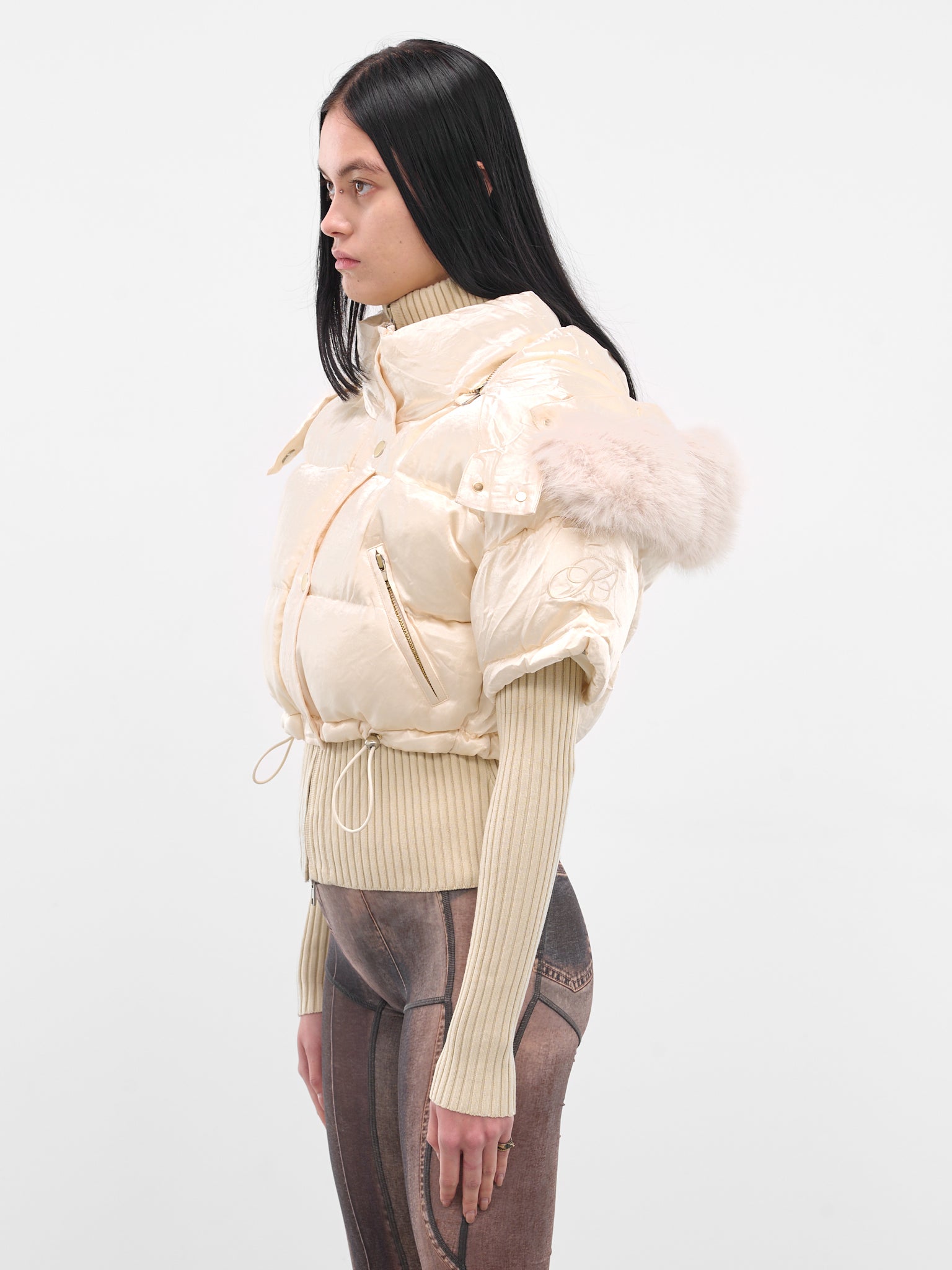 Ecru Mabel Layered Puffer Jacket (MBJ0ECRU-ECRU)