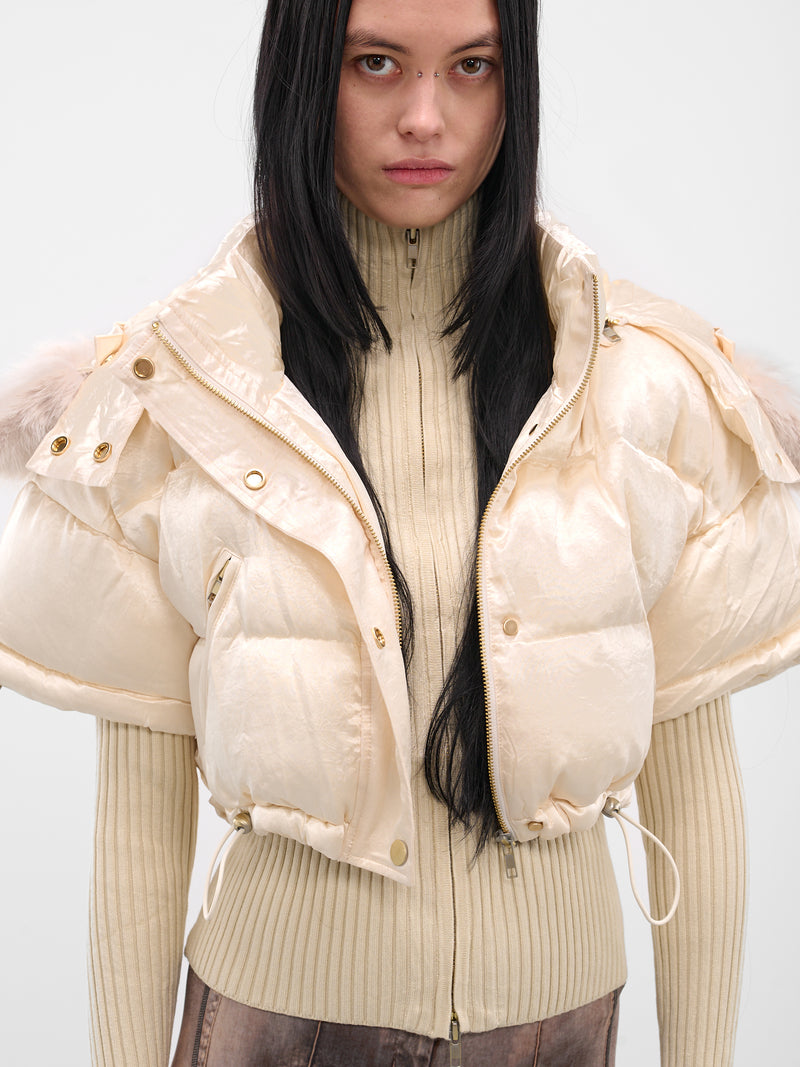Ecru Mabel Layered Puffer Jacket (MBJ0ECRU-ECRU)