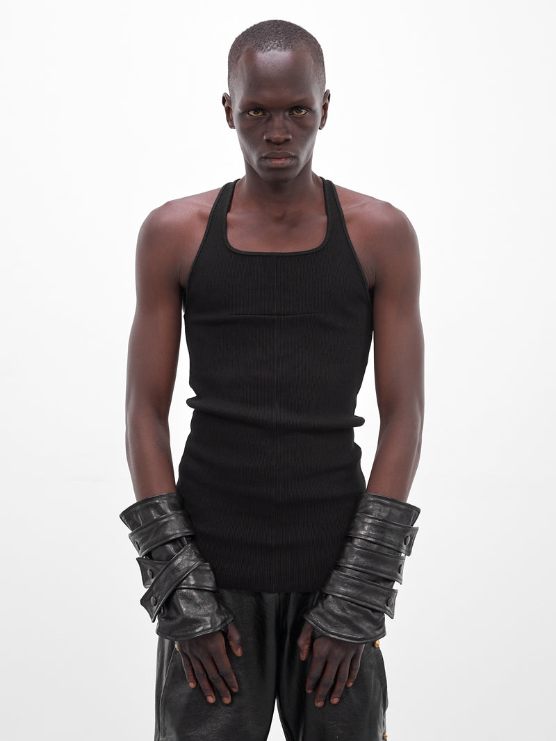 Black Layered Leather Strap Gloves (MBS3-ACC-GC3S-BLACK)