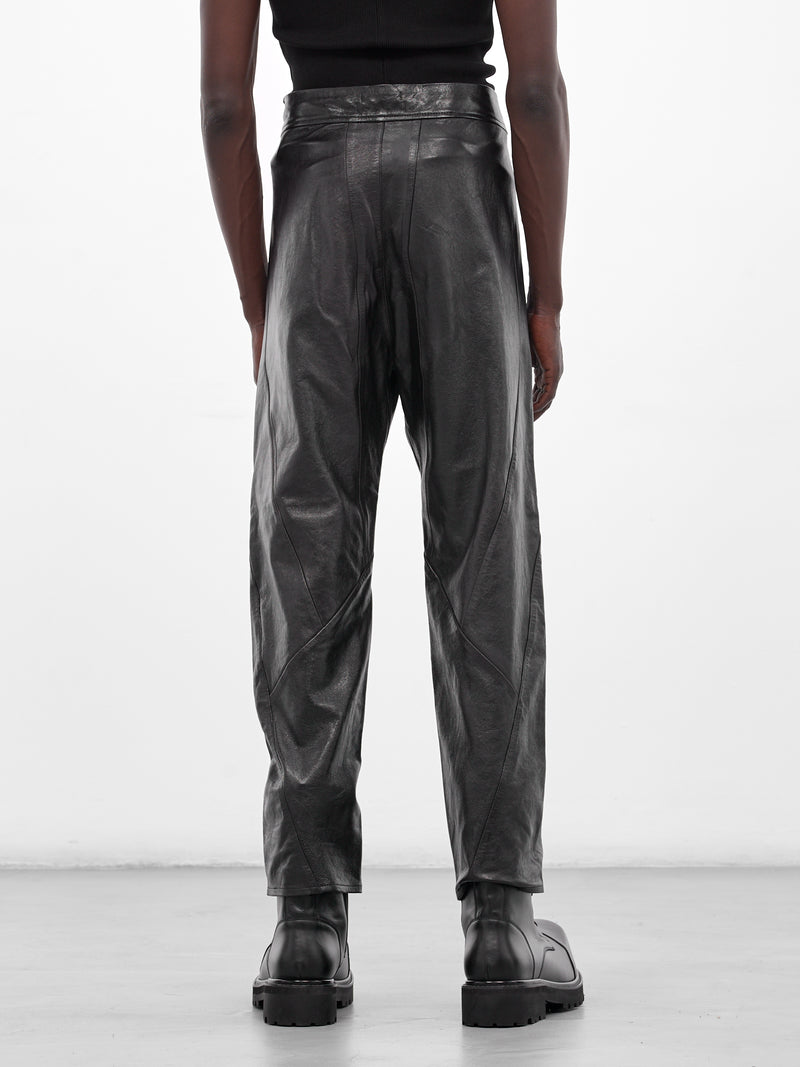 Black Leather Rivet Tailored Trousers (MBS3-TRS-ARC-BLACK)