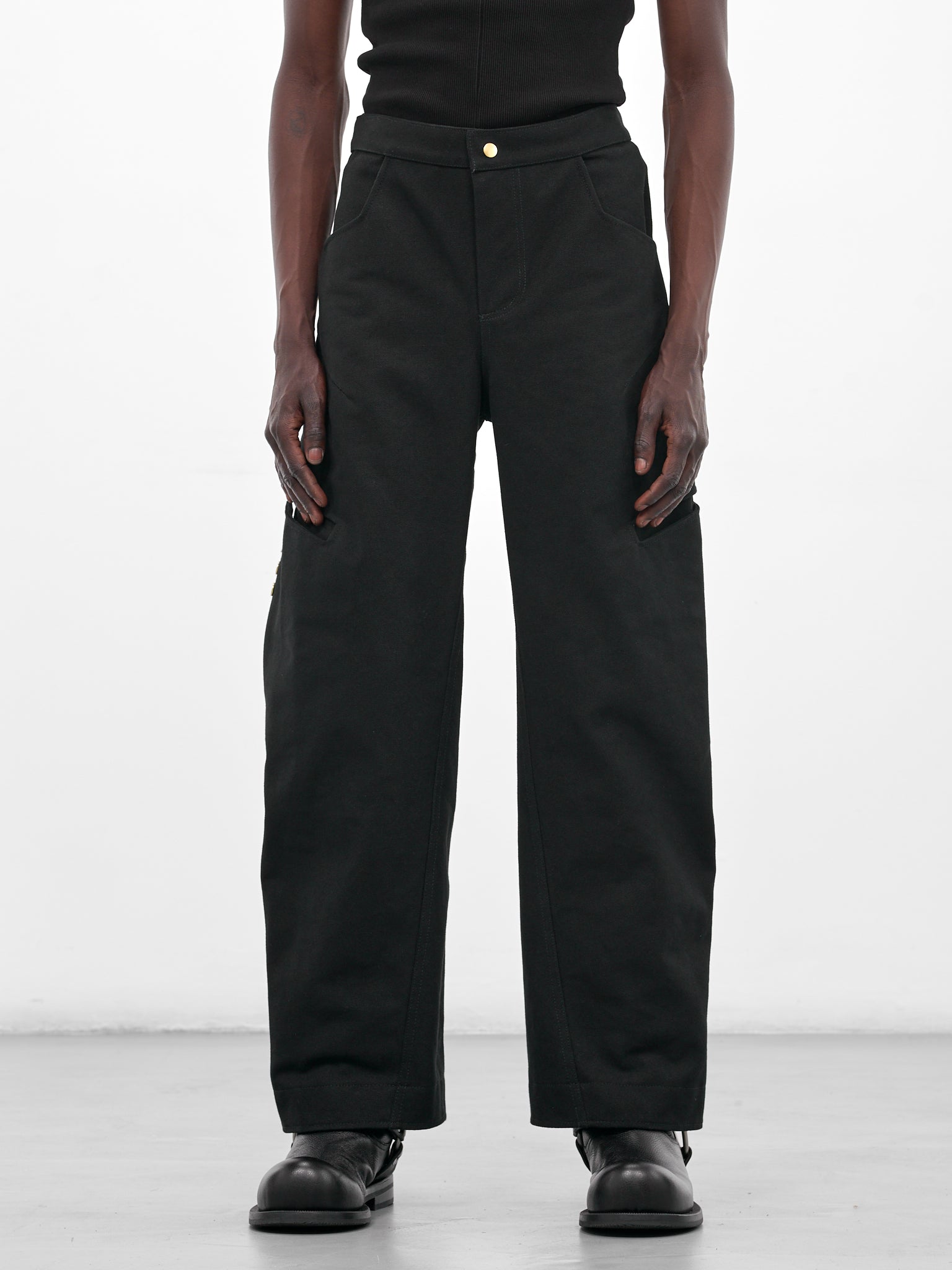 Black Paneled Wide Leg Pants (MBS3-TRS-PHTP-BLACK)