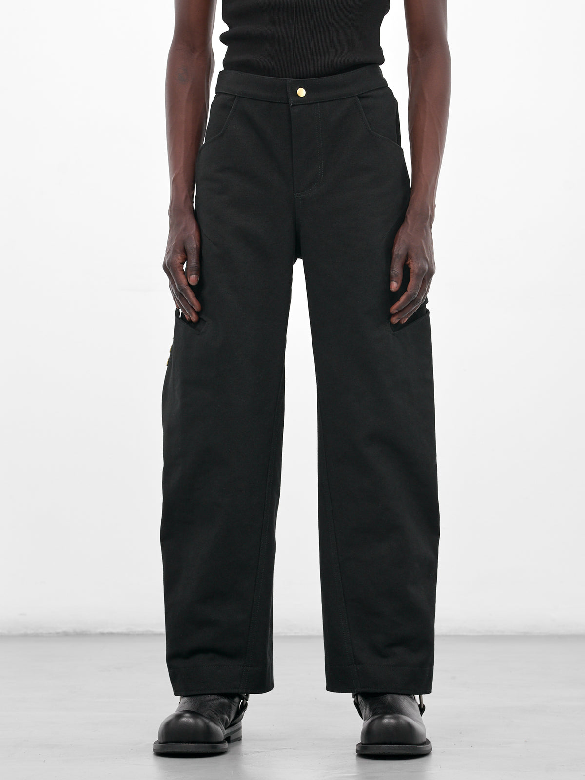 Black Paneled Wide Leg Pants (MBS3-TRS-PHTP-BLACK)