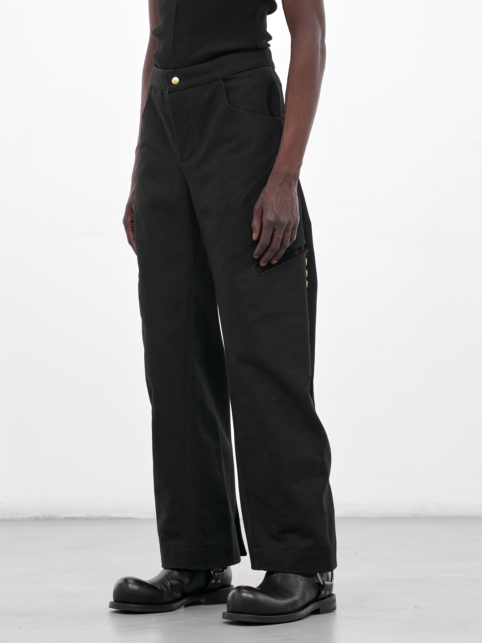 Black Paneled Wide Leg Pants (MBS3-TRS-PHTP-BLACK)