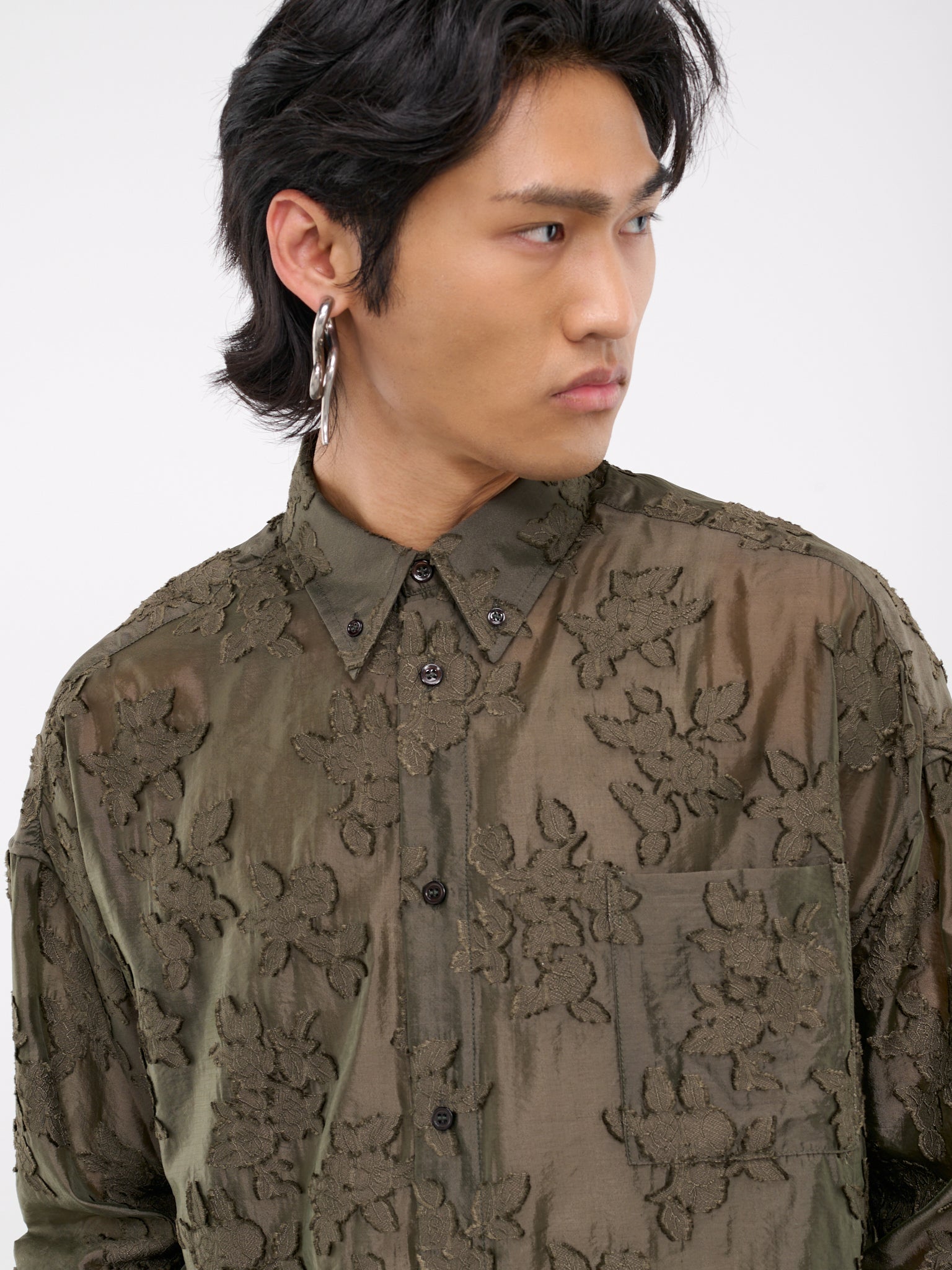 Classic Floral Embroidery Shirt (MCL0007-GR047-CONCRETE)