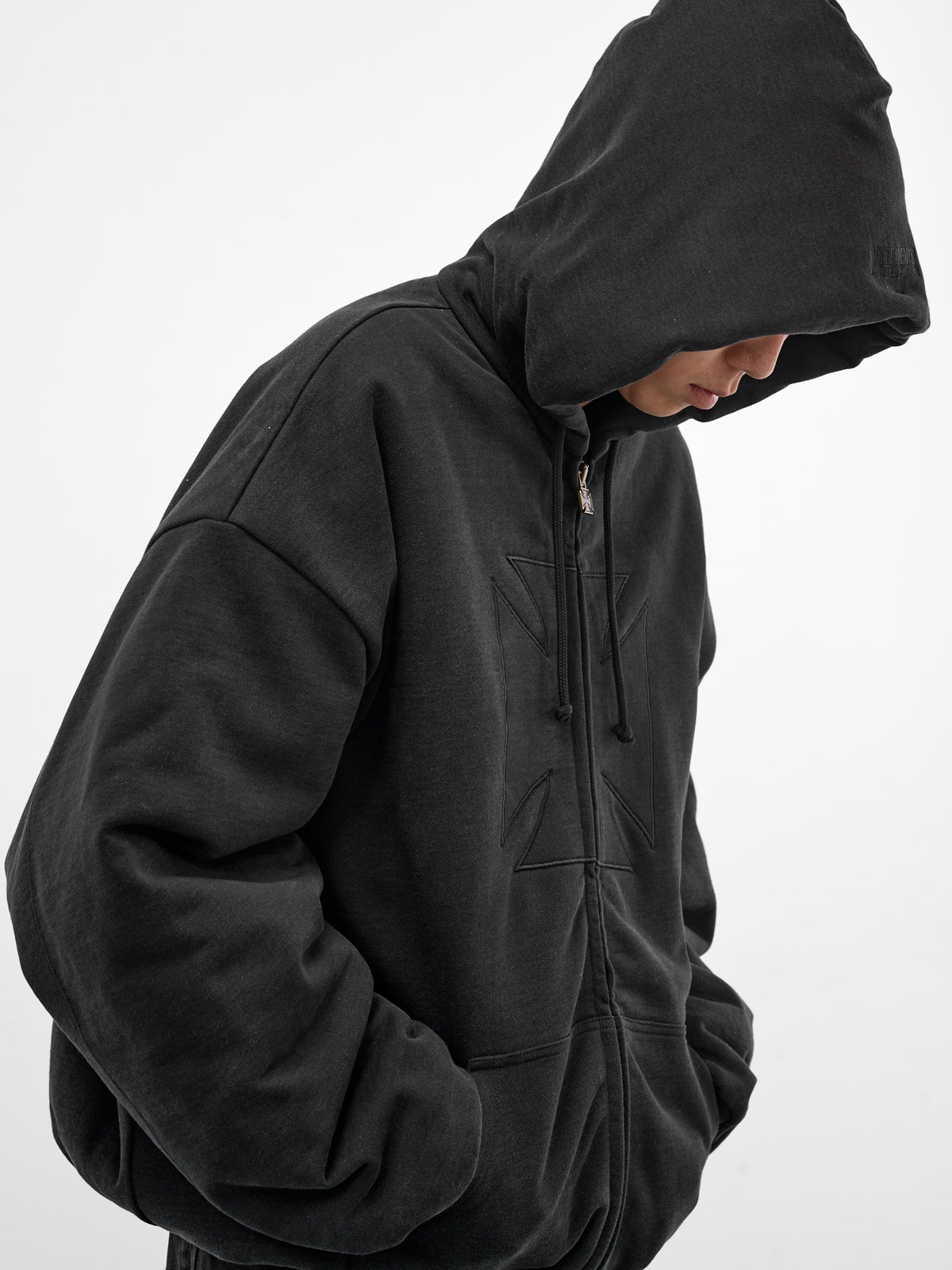 VETEMENTS Black Embroidered Cross Hoodie | H.Lorenzo - detail 2